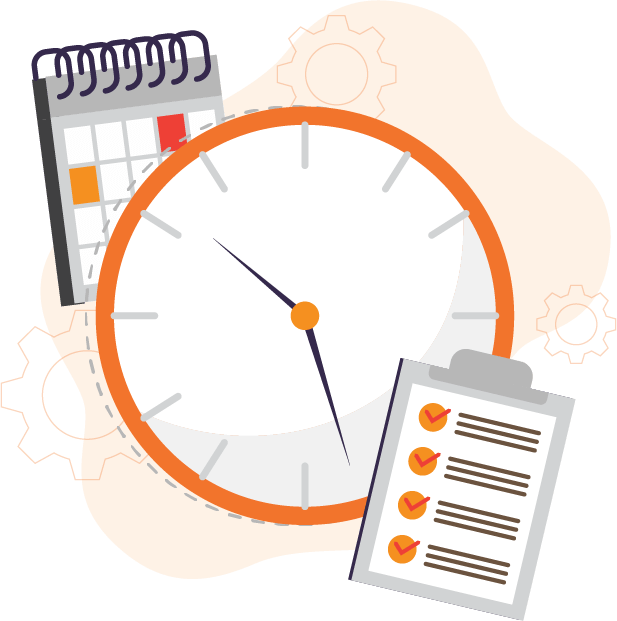 Illustration of clock, calendar, and to-do list